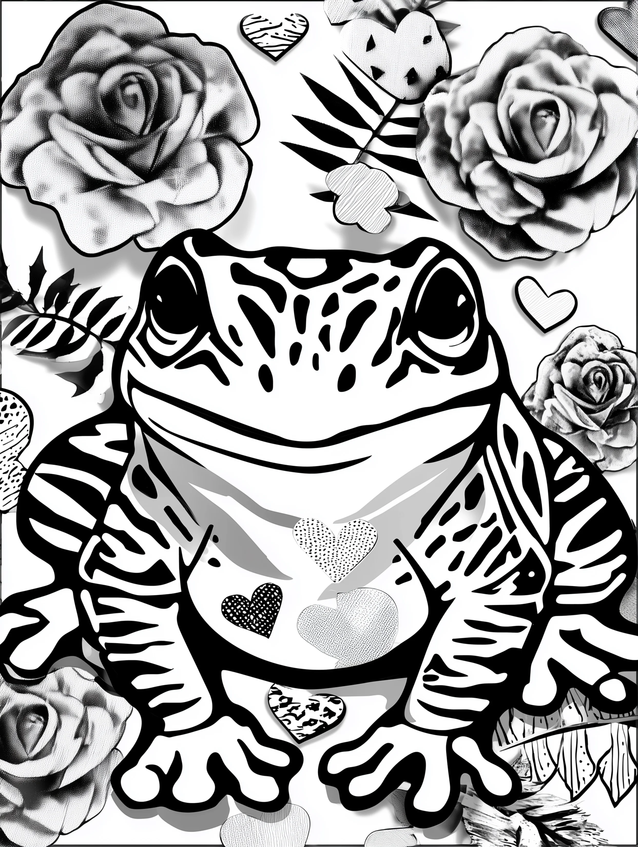 Free printable zoo coloring sheet featuring a forward facing frog